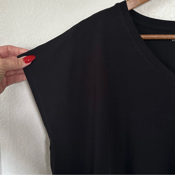 EILEEN FISHER XL Pima Cotton Stretch Jersey V-Neck Dress in Black • Casual Comfy - Picture 5 of 12